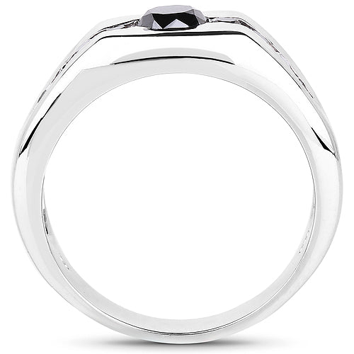 0.74 Carat Genuine Black Diamond .925 Sterling Silver Ring Bids.com