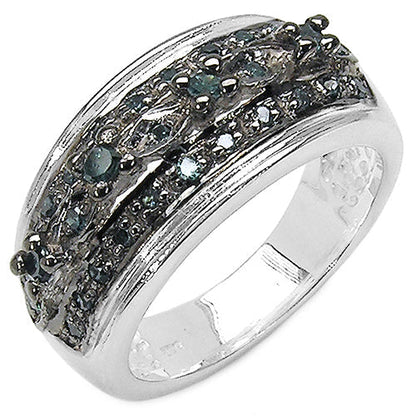 0.27 Carat Genuine Blue Diamond .925 Sterling Silver Ring Bids.com