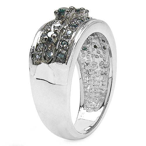 0.27 Carat Genuine Blue Diamond .925 Sterling Silver Ring Bids.com