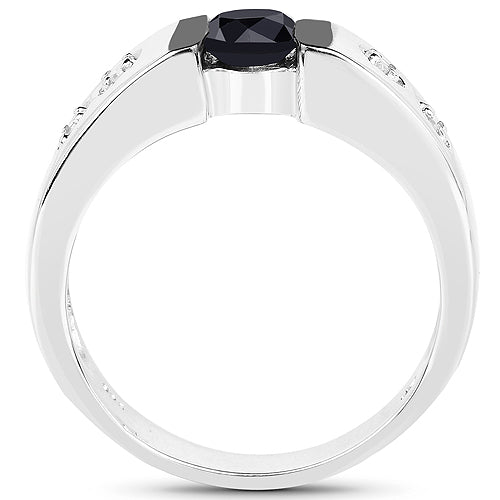 0.56 Carat Genuine Black Diamond and White Diamond .925 Sterling Silver Ring Bids.com
