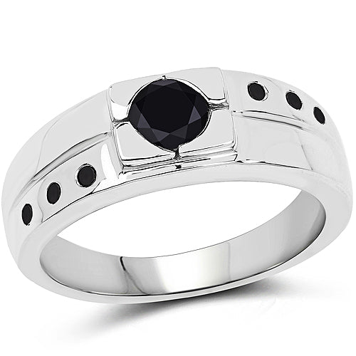0.56 Carat Genuine Black Diamond .925 Sterling Silver Ring Bids.com