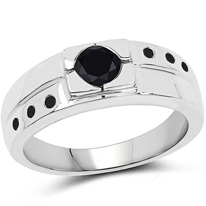 0.56 Carat Genuine Black Diamond .925 Sterling Silver Ring Bids.com