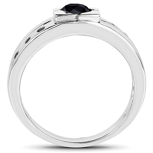 0.56 Carat Genuine Black Diamond .925 Sterling Silver Ring Bids.com