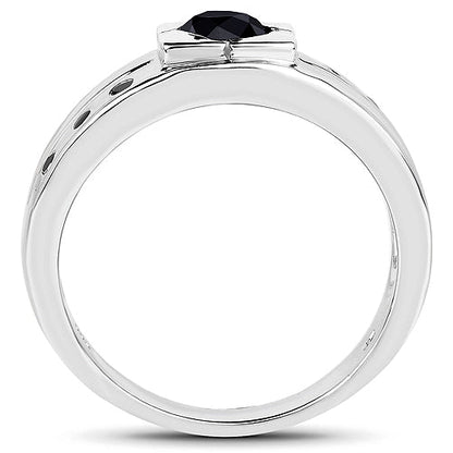 0.56 Carat Genuine Black Diamond .925 Sterling Silver Ring Bids.com