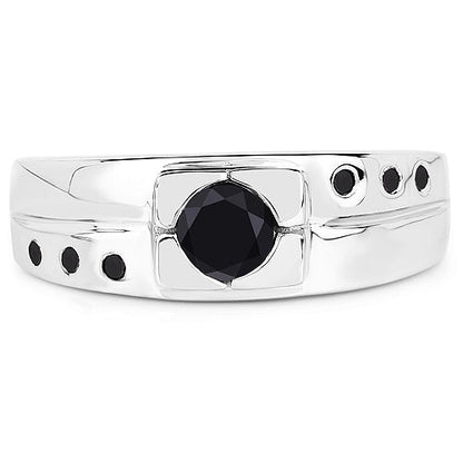 0.56 Carat Genuine Black Diamond .925 Sterling Silver Ring Bids.com