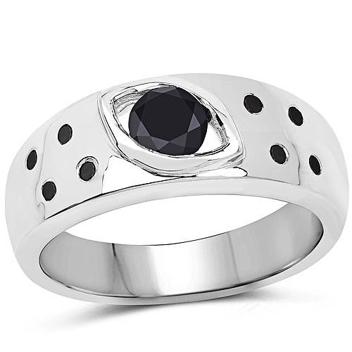 0.59 Carat Genuine Black Diamond .925 Sterling Silver Ring Bids.com