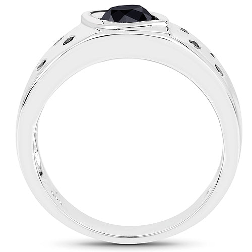 0.59 Carat Genuine Black Diamond .925 Sterling Silver Ring Bids.com
