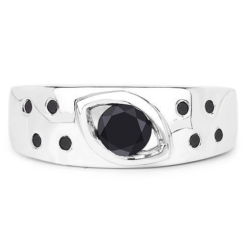 0.59 Carat Genuine Black Diamond .925 Sterling Silver Ring Bids.com