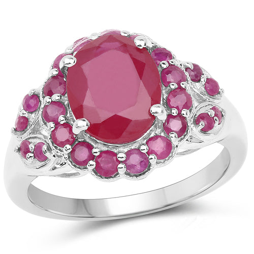 4.43 Carat Glass Filled Ruby and Ruby .925 Sterling Silver Ring Bids.com