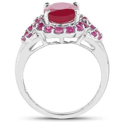 4.43 Carat Glass Filled Ruby and Ruby .925 Sterling Silver Ring Bids.com