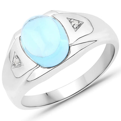 3.67 Carat Genuine Swiss Blue Topaz and White Topaz .925 Sterling Silver Ring Bids.com