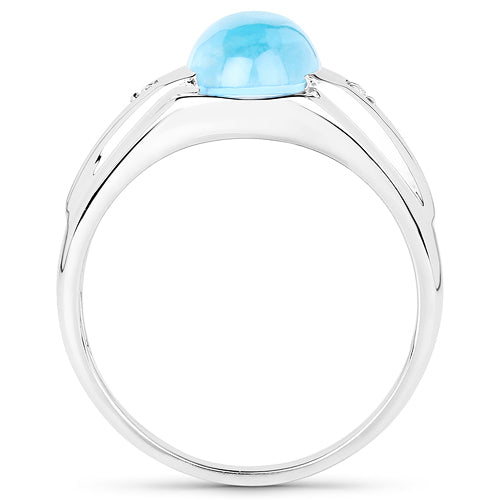 3.67 Carat Genuine Swiss Blue Topaz and White Topaz .925 Sterling Silver Ring Bids.com