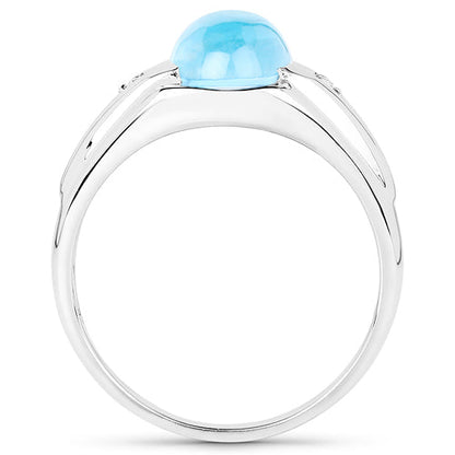 3.67 Carat Genuine Swiss Blue Topaz and White Topaz .925 Sterling Silver Ring Bids.com
