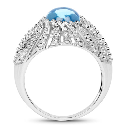 3.65 Carat Genuine Swiss Blue Topaz .925 Sterling Silver Ring Bids.com