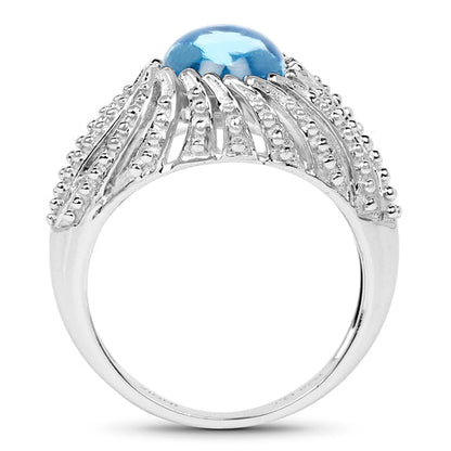 3.65 Carat Genuine Swiss Blue Topaz .925 Sterling Silver Ring Bids.com