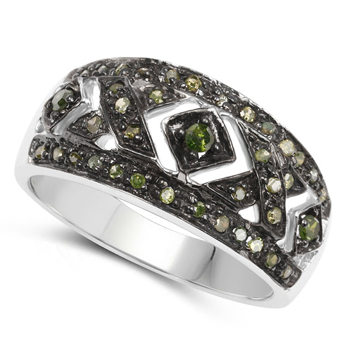 0.27 Carat Genuine Green Diamond .925 Sterling Silver Ring Bids.com