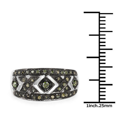0.27 Carat Genuine Green Diamond .925 Sterling Silver Ring Bids.com