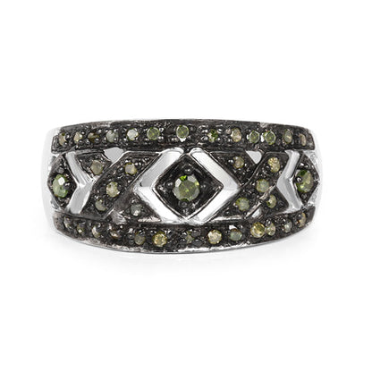 0.27 Carat Genuine Green Diamond .925 Sterling Silver Ring Bids.com