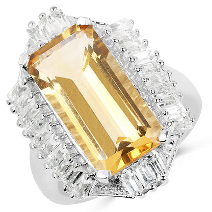 9.13 Carat Genuine Citrine & White Topaz .925 Sterling Silver Ring Bids.com