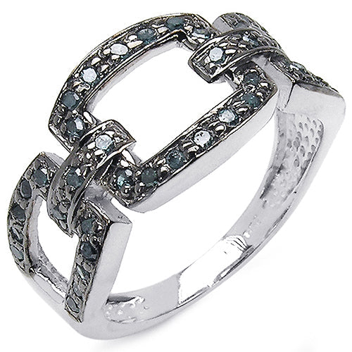 0.36 Carat Genuine Blue Diamond .925 Sterling Silver Ring Bids.com