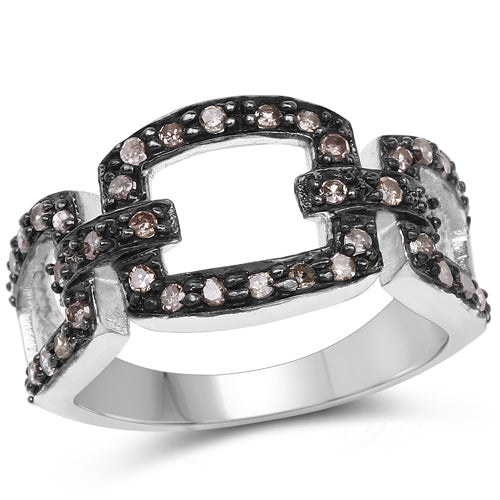 0.32 Carat Genuine Champagne Diamond .925 Sterling Silver Ring Bids.com