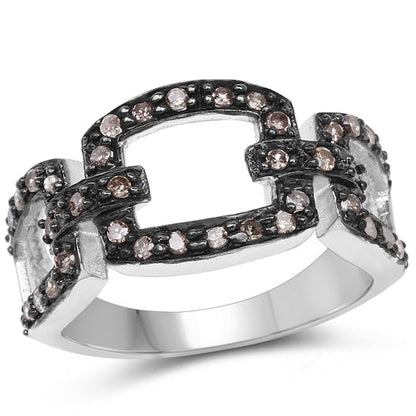 0.32 Carat Genuine Champagne Diamond .925 Sterling Silver Ring Bids.com
