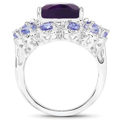5.82 Carat Genuine Amethyst and Tanzanite .925 Sterling Silver Ring Bids.com
