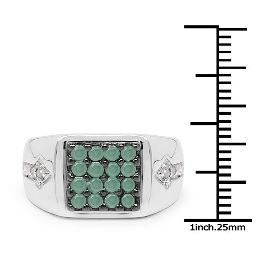 0.60 Carat Genuine Emerald & White Diamond .925 Sterling Silver Ring Bids.com