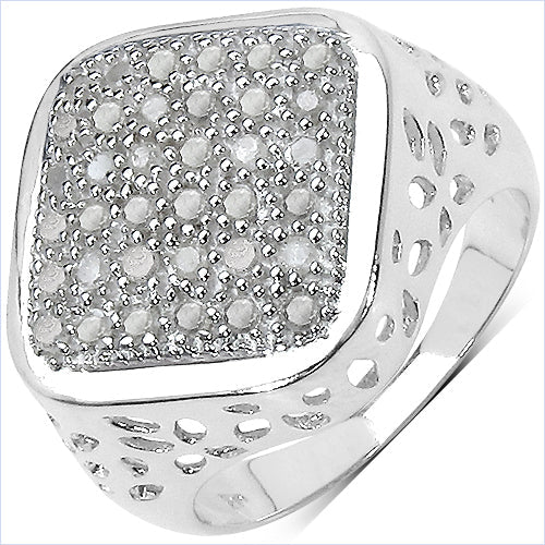 0.54 Carat Genuine White Diamond .925 Sterling Silver Ring Bids.com