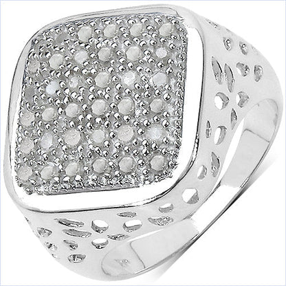 0.54 Carat Genuine White Diamond .925 Sterling Silver Ring Bids.com