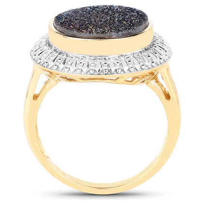 4.90 Carat Genuine Cobalt Blue Drusy .925 Sterling Silver Ring Bids.com