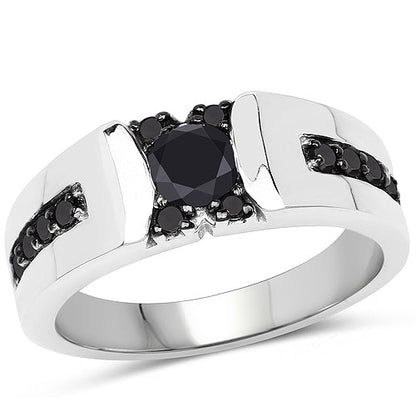 0.83 Carat Genuine Black Diamond .925 Sterling Silver Ring Bids.com