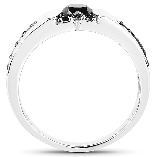 0.83 Carat Genuine Black Diamond .925 Sterling Silver Ring Bids.com