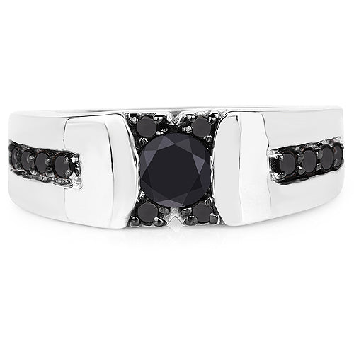0.83 Carat Genuine Black Diamond .925 Sterling Silver Ring Bids.com