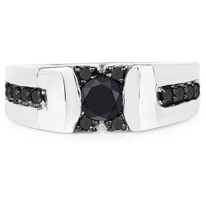 0.83 Carat Genuine Black Diamond .925 Sterling Silver Ring Bids.com