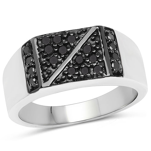 0.35 Carat Genuine Black Diamond .925 Sterling Silver Ring Bids.com