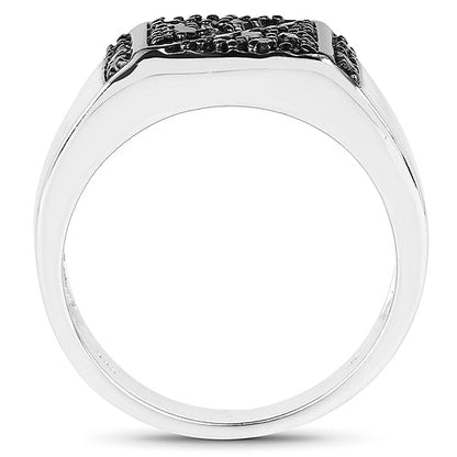 0.35 Carat Genuine Black Diamond .925 Sterling Silver Ring Bids.com