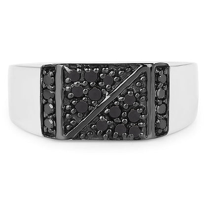 0.35 Carat Genuine Black Diamond .925 Sterling Silver Ring Bids.com