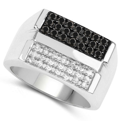 0.64 Carat Genuine Black Diamond and White Diamond .925 Sterling Silver Ring Bids.com