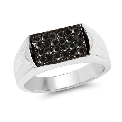 0.42 Carat Genuine Black Diamond .925 Sterling Silver Ring Bids.com
