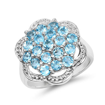 1.90 Carat Genuine Swiss Blue Topaz .925 Sterling Silver Ring Bids.com