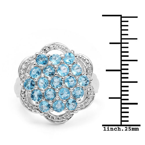 1.90 Carat Genuine Swiss Blue Topaz .925 Sterling Silver Ring Bids.com