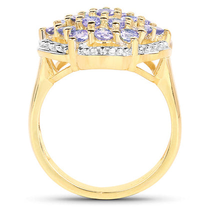14K Yellow Gold Plated 1.52 Carat Genuine Tanzanite .925 Sterling Silver Ring Bids.com