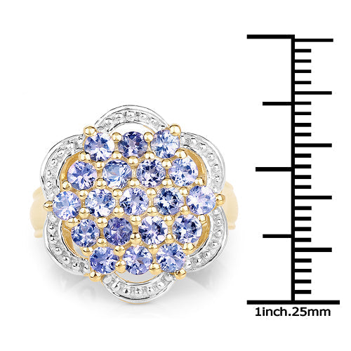 14K Yellow Gold Plated 1.52 Carat Genuine Tanzanite .925 Sterling Silver Ring Bids.com