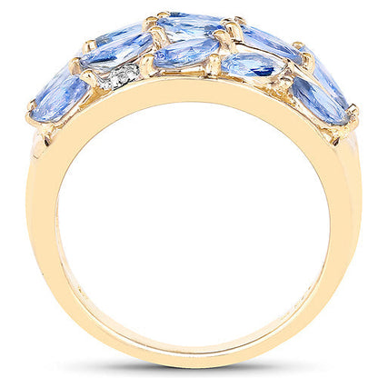14K Yellow Gold Plated 1.56 Carat Genuine Tanzanite and White Topaz .925 Sterling Silver Ring Bids.com