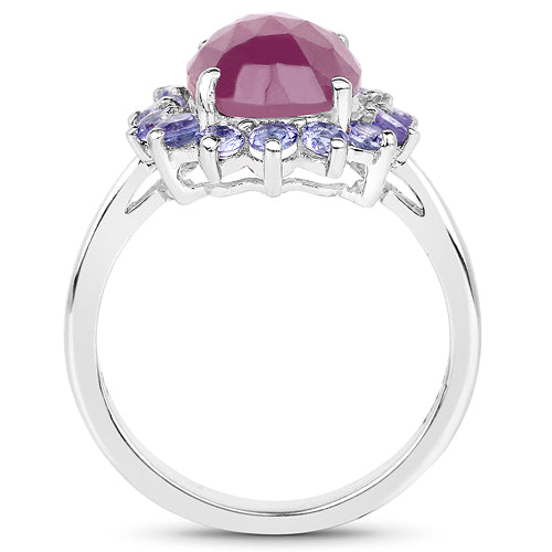5.53 Carat Genuine Pink Sapphire & Tanzanite .925 Sterling Silver Ring Bids.com