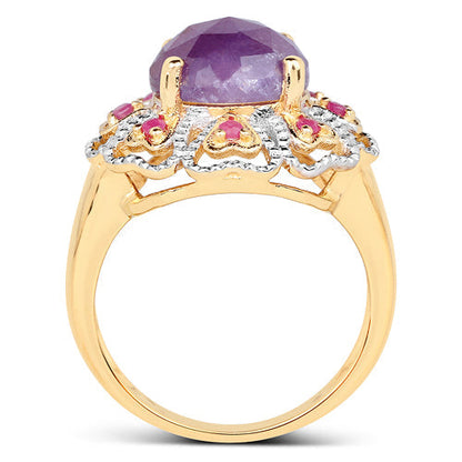 14K Yellow Gold Plated 5.55 Carat Genuine Pink Sapphire & Ruby .925 Sterling Silver Ring Bids.com