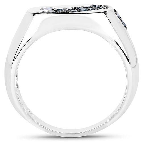 0.31 Carat Genuine Blue Diamond .925 Sterling Silver Ring Bids.com