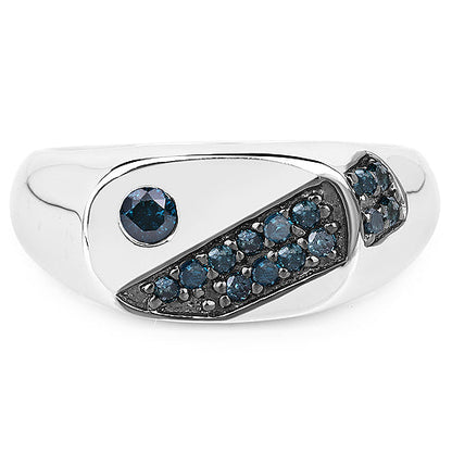 0.31 Carat Genuine Blue Diamond .925 Sterling Silver Ring Bids.com