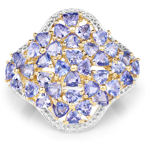 14K Yellow Gold Plated 3.60 Carat Genuine Tanzanite .925 Sterling Silver Ring Bids.com